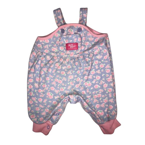 Vintage Baby B'Gosh Floral Overalls Size 3 / 6 months Snap Button Osh Kosh